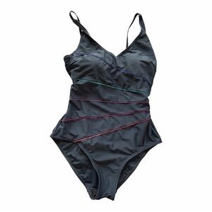 Navy One Piece Swimsuit L Slight Ruching Adjustable Straps